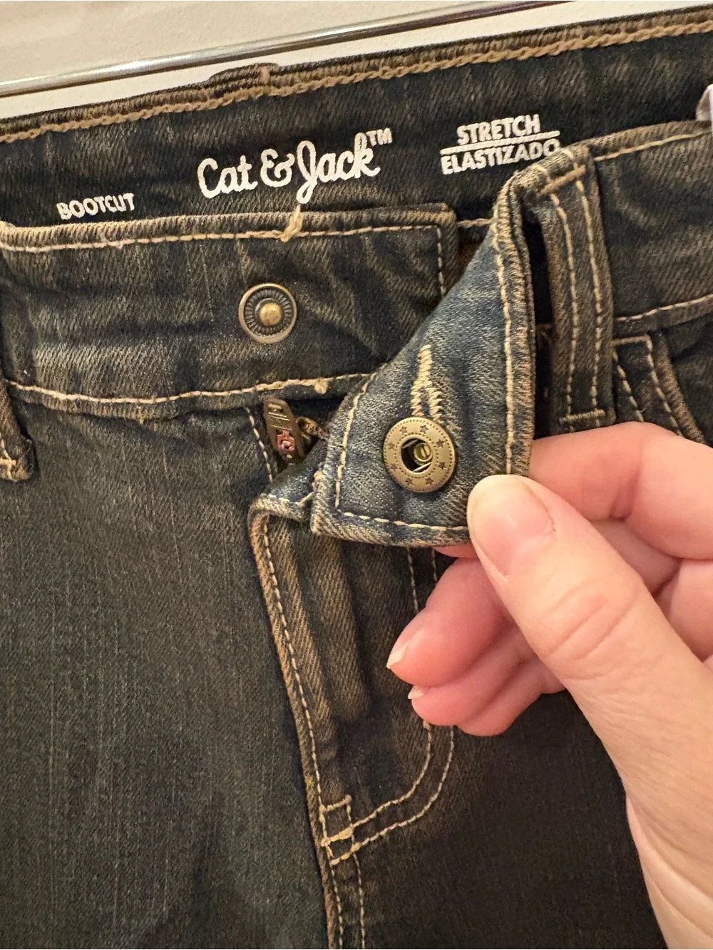 NWT Cat & Jack unisex Dark blue with brown on edges Bootcut Jeans size 10 TR168